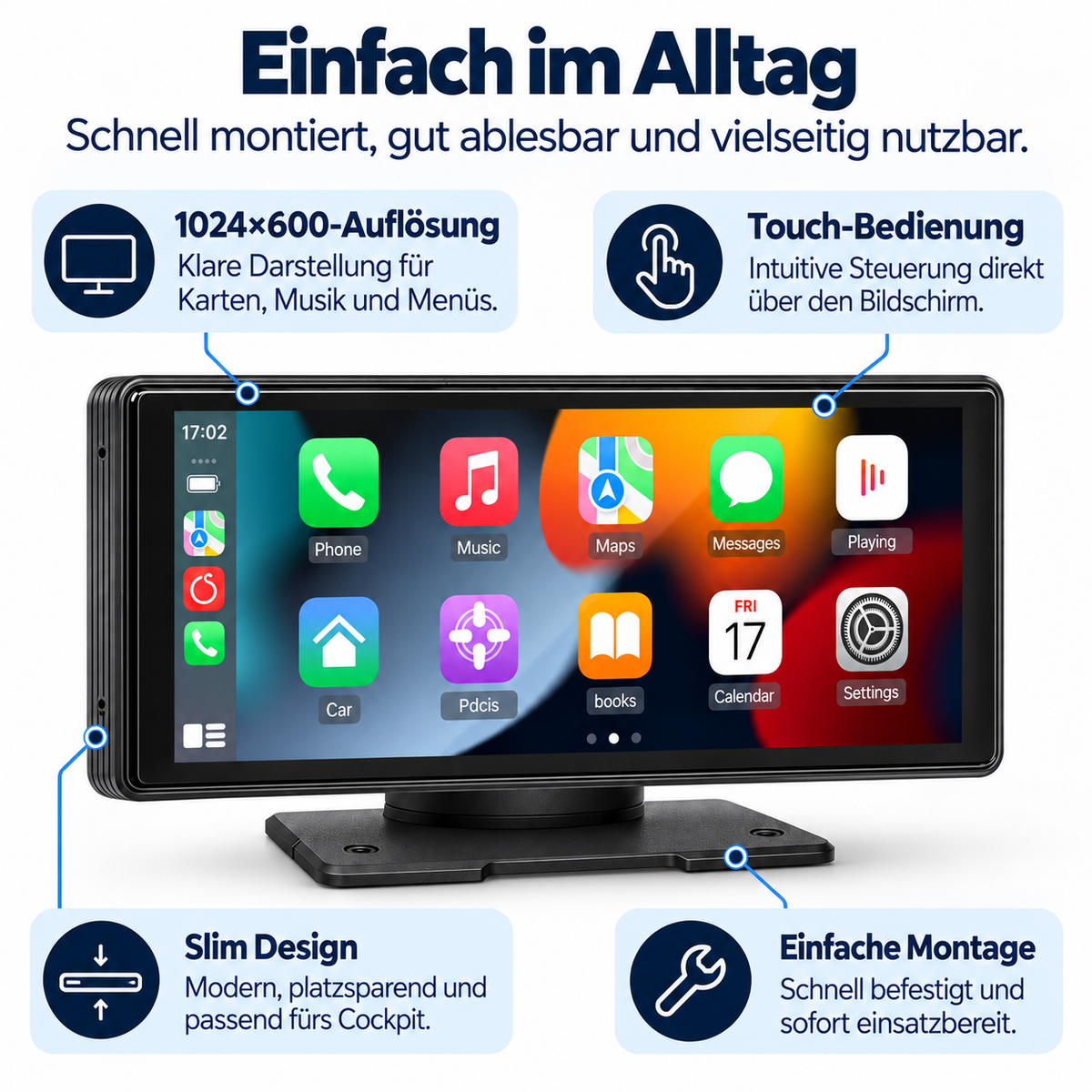 Navio – 10,26" Touchscreen mit kabellosem CarPlay & Android Auto