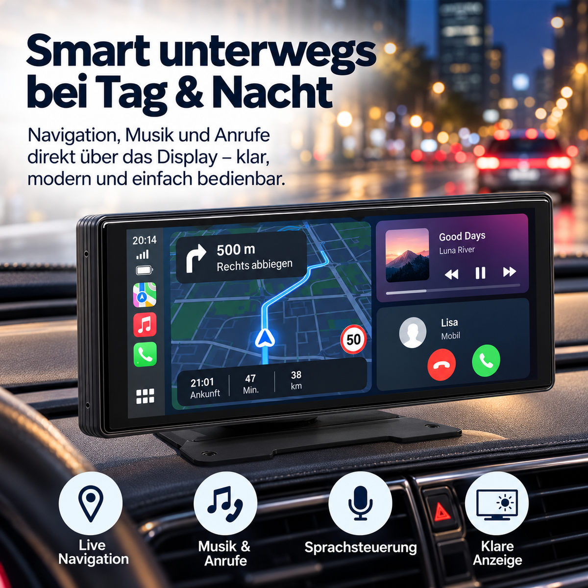 Navio – 10,26" Touchscreen mit kabellosem CarPlay & Android Auto